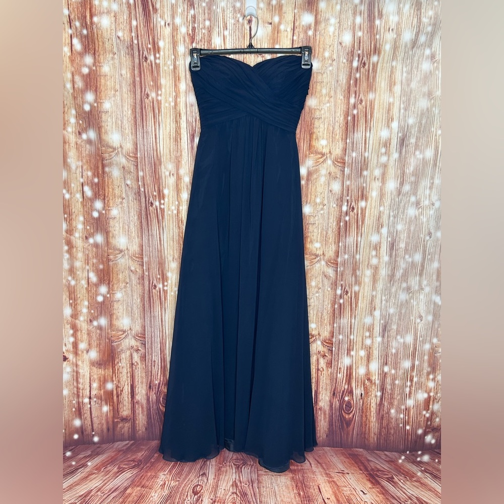 Bill Levkoff Size 6 Strapless Navy Gown or Formal with Boning and Rubber Support - Picture 6 of 7